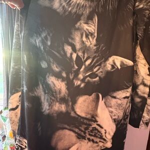 Cat Print Long Sleeve Cardigan